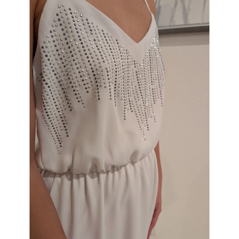 Charlotte Russe White High Low Dress Rhinestone Fringe Cowgirl Festival Small